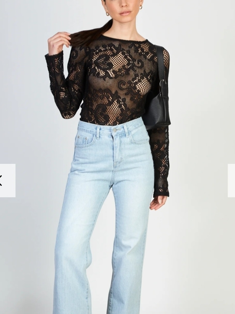 GLASSWORKS Black embroidered pattern top small/medium 6-12 NWT